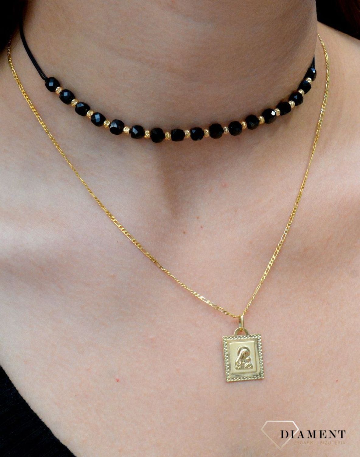 Złota zawieszka 333 medalik droga grecka Matka Boska Częstochowska ZA 3785 333. Medalik męski duży. ako prezent i upamiętnienie takich chwil jak Pierwsza Komunia, Chrzest czy Bierzmowanie..jpg